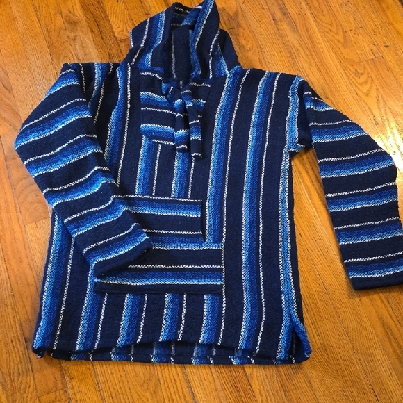 El Paso Saddleblanket Co. Navy Blue Striped Baja Pullover Sweater M - Picture 1 of 2